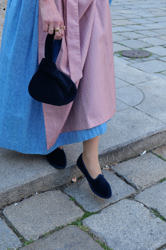 Marine Blu Velvet Bag